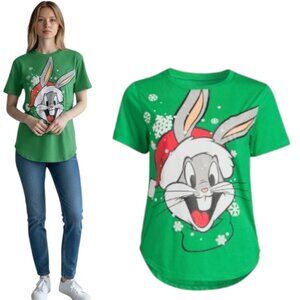 Looney Tunes Bugs Bunny Christmas Print Snowflakes Graphic T-Shirt